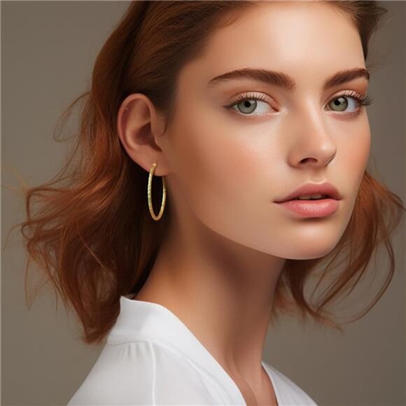 Gold Hoop Earrings, 14K Gold Filled Hoops, 48mm 1.9 Gold Hoop Earrings 14K Gold Hoop for Women Large 14K Earring Hoops Trendy